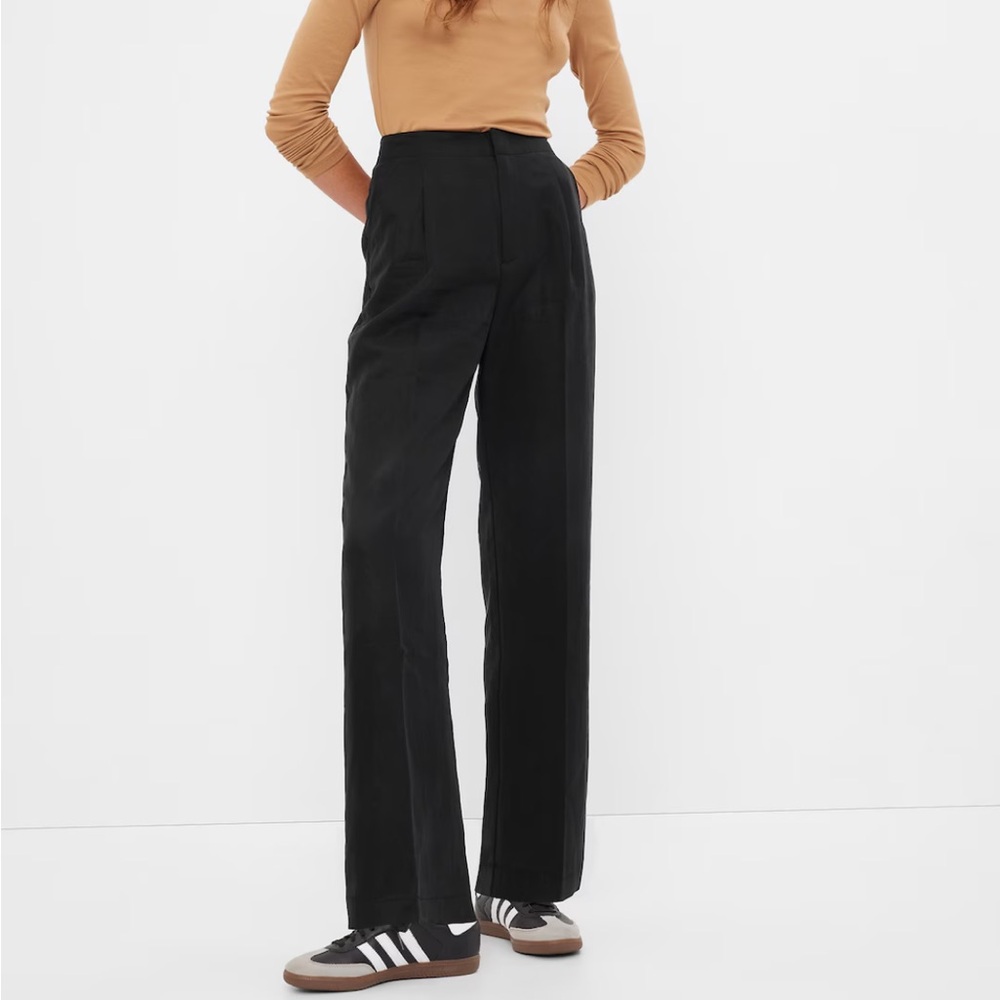 Gap wide leg pleated black trousers NWT